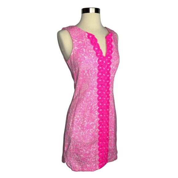 Lilly‎ Pulitzer for Target Pink Lace Textured Trim Dress Sz 2 Cotton Blend - Picture 7 of 11